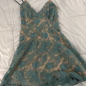 Embroidered lace teal dress - NWOT